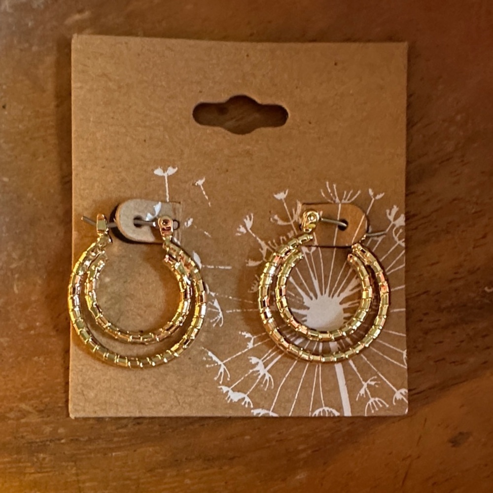 Gold-Tone Triple Hoop Beaded Earrings - Women's Jewelry